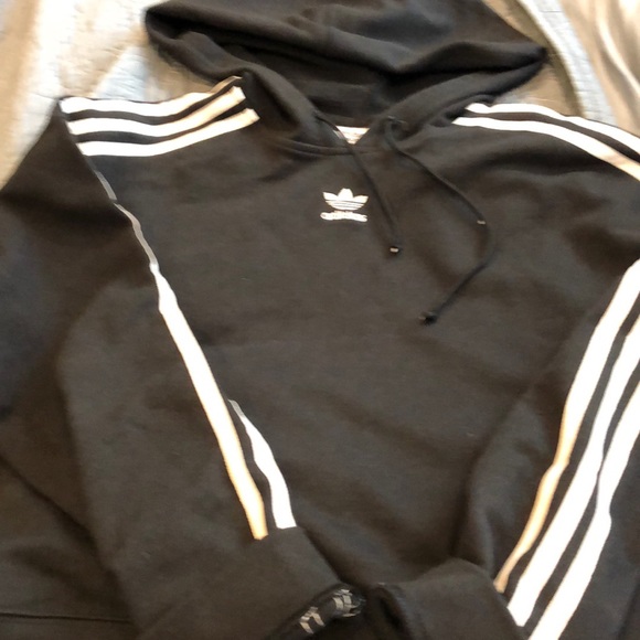 adidas striped sleeve hoodie
